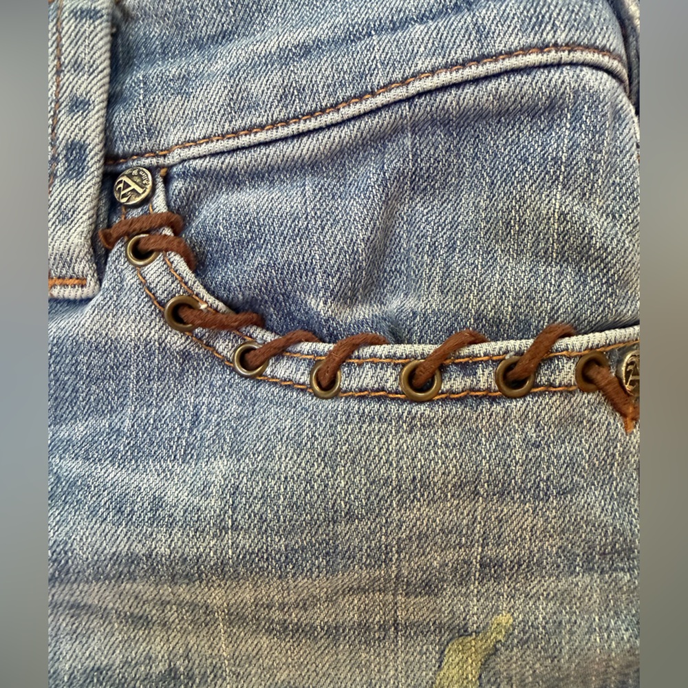 Vintage Y2K Allen B. By Allen Schwartz Watercolor Koi Fish Low Rise Flare Jeans - Picture 14 of 15